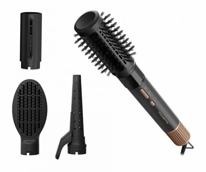 Фен-щітка Rowenta Air Shape, 1300Вт, 3 режими, іоніз-я, хол. обдув, 4 насадки, кераміка, чорно-золотий