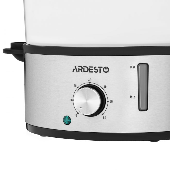 Пароварка ARDESTO 800Вт, чаша-3.4/3.4/3.4л, резервуар для води -1л, механічне керування, 3 яруси, метал/пластик, чорний