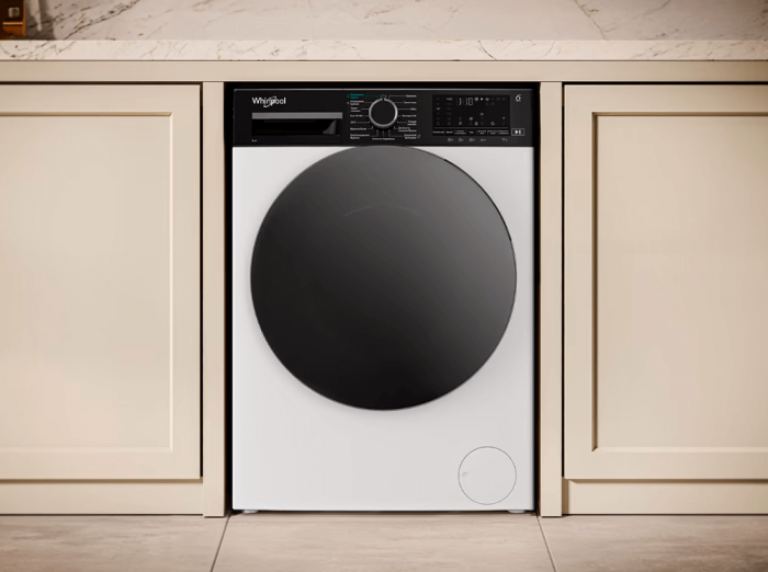 Пральна машина Whirlpool фронтальна, 8кг, 1400, C, 55см, дисплей, пара, інвертор, люк чорний, білий