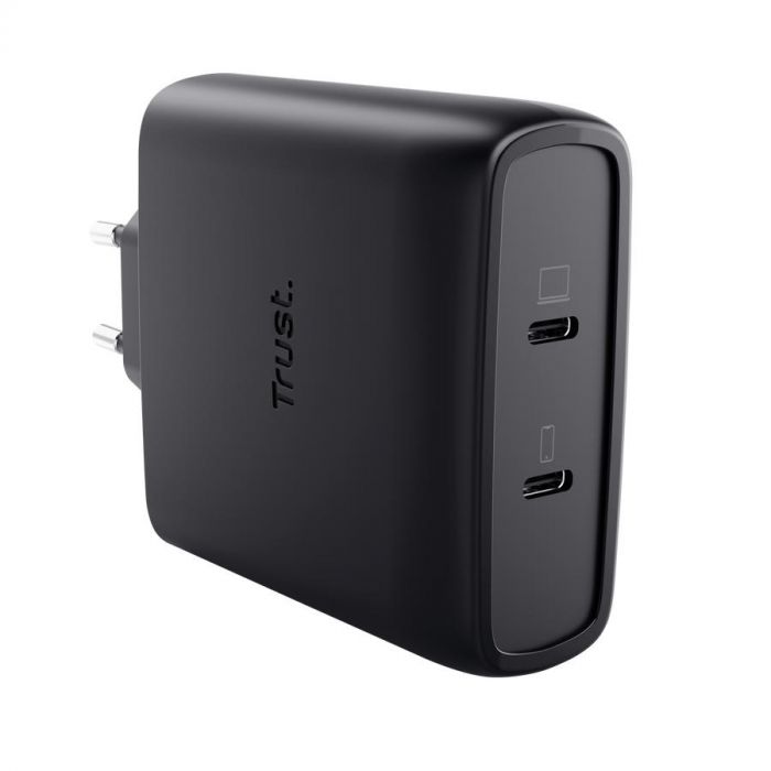 Зарядний пристрій мережевий Trust Maxo 100Вт, GaN, 2xUSB-C ,PD/PPS, чорний