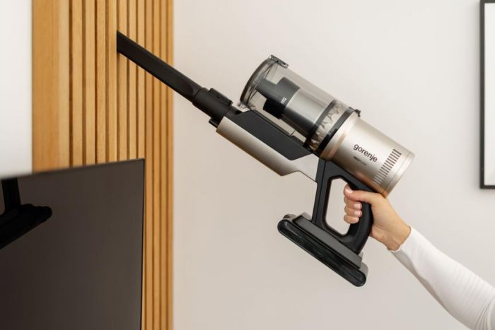 Пилосос Gorenje бездротовий, 125Вт, конт пил -0.6л, автон. робота до 60хв, HEPA, підсвічування, індикатор, турбощітка, матове золото