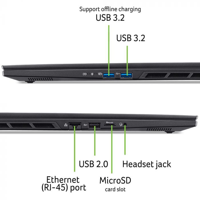 Ноутбук Acer Nitro 16S AN16S-61 16" WUXGA IPS, AMD R9-365, 32GB, F1TB, NVD5060-8, Lin, чорний