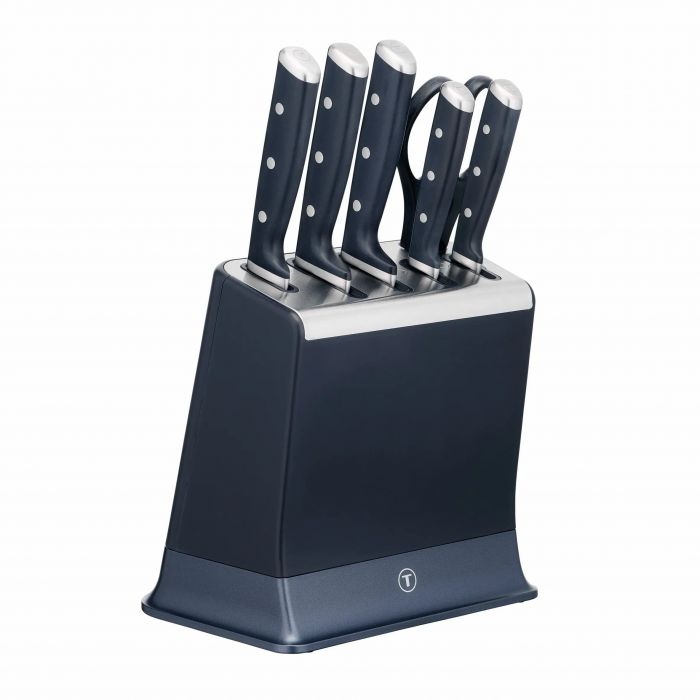 Набір ножів Tefal EverSharp Pro, з блоком, 6предметів, нержавіюча сталь, синій