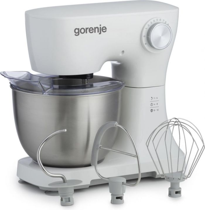 Кухонна машина Gorenje 800Вт, чаша-метал, корпус-пластик, насадок-3, білий