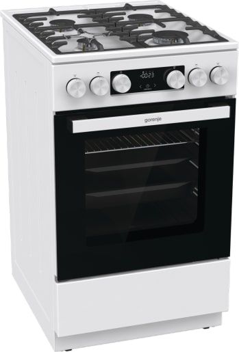 Плита Gorenje газова, 67л, 50x60см, дисплей, IconLed, чавун, білий