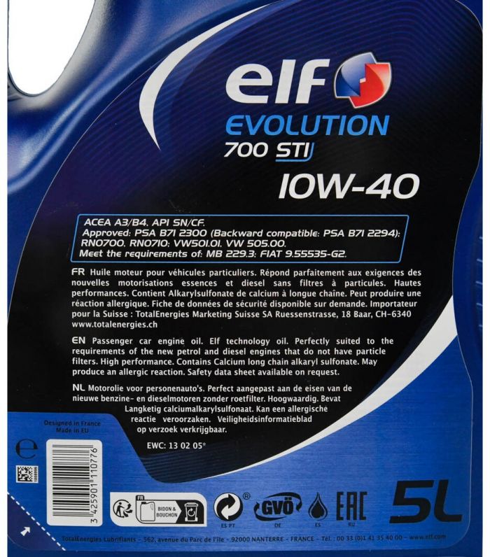 Олива моторна ELF Evolution 700 STI 10W-40 5л (12-5 STI) (216667)