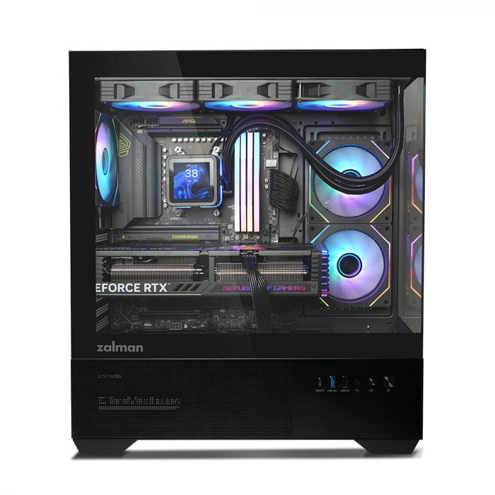 Корпус Zalman Chronix без БЖ, 1xUSB3.0, 1xUSB2.0, 1x Type C, 2x120мм ARGB Reverse,  1x120мм ARGB, VGA 410мм, LCS ready, TG Side/Front Panel, ATX, чорний