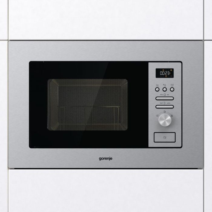 Піч Gorenje мікрохвильова, вбудовувана, 20л, 800Вт, гриль, дисплей, нерж