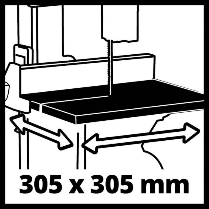 Пила стрічкова Einhell TC-SB 200/1, 250 Вт, 1400 об/хв, 900 м/хв, стіл 305x305 мм, виліт 200 мм, 15.8 кг