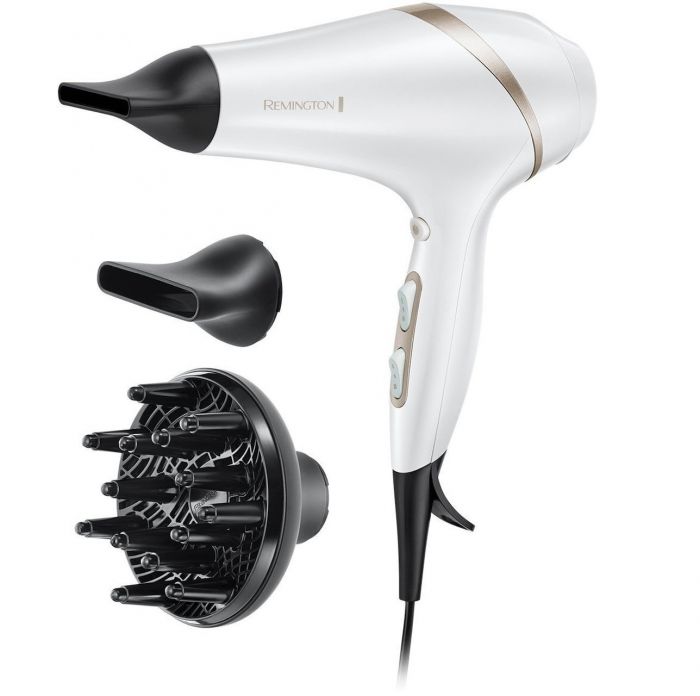Фен Remington HydraLuxe, 2300Вт, 3 режими, дифузор, іоніз-я, хол. обдув, білий