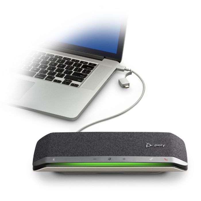 Спікерфон Poly Sync 40-M, сертифікат Microsoft Teams, 3 x Bi-Mic, радіус 2,5 м, USB-A, USB-C, Bluetooth, сірий