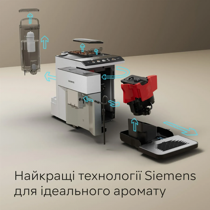 Кавомашина Siemens 1.9л, зерно + мелена, автомат.капучинатор, авторецептів - 10, білий