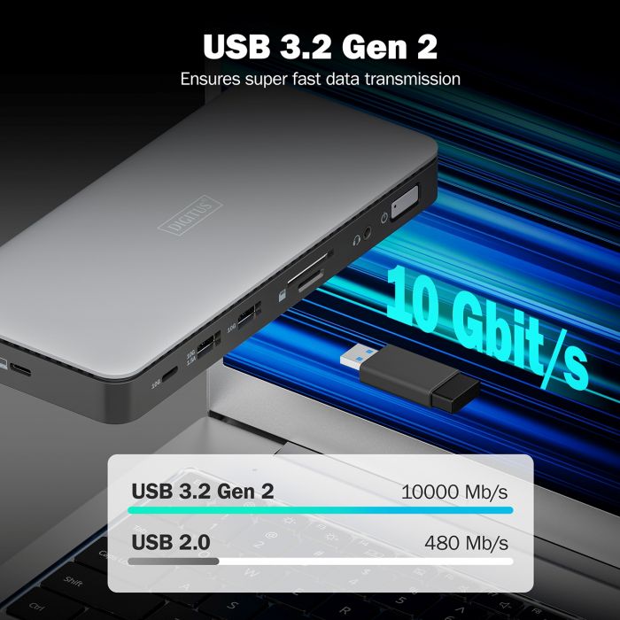 Док-станція DIGITUS USB-C > 2xHDMI/DP/2xUSB-A/USB-C/SD/MicroSD/RJ54/DC/Audio