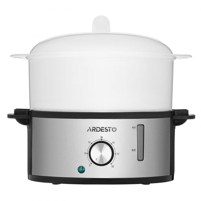 Пароварка ARDESTO 800Вт, чаша-3.4/3.4/3.4л, резервуар для води -1л, механічне керування, 3 яруси, метал/пластик, чорний