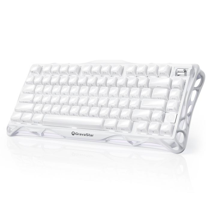 Клавіатура механічна GravaStar Mercury K1 80keys, GravaStar x Kailh Cheery Pink, EN, BT/WL/USB, Opaline White