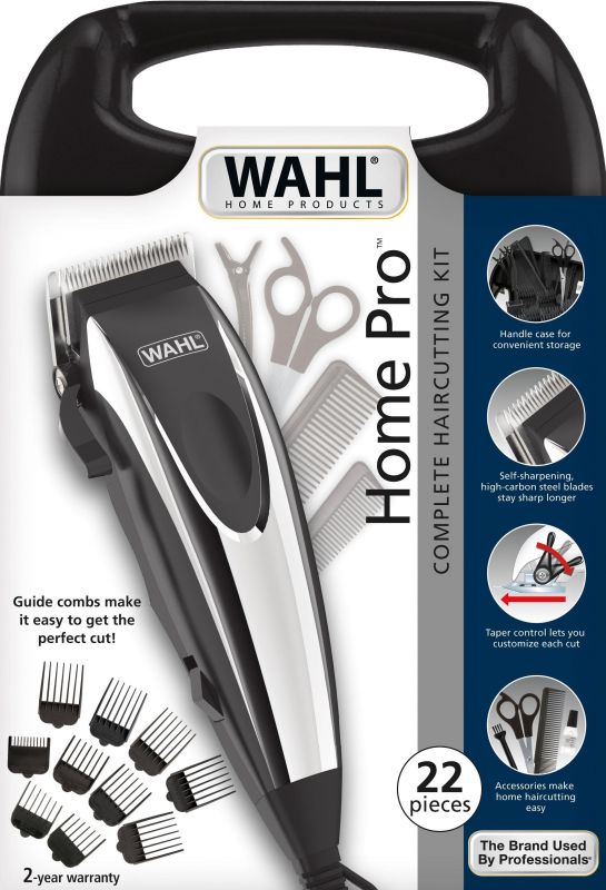 Машинка для стрижки WAHL HomePro Complete Kit, від мережі, вібраційний мотор, насадок-8, кейс,акс. компл, сталь, чорно-сріблястий