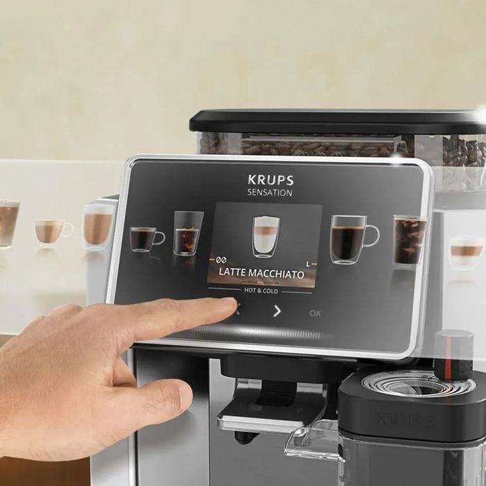 Кавомашина Krups Sensation Elite Hot & Cold 1.7л, зерно, автомат.капучинатор, авторецептів - 30, сірий