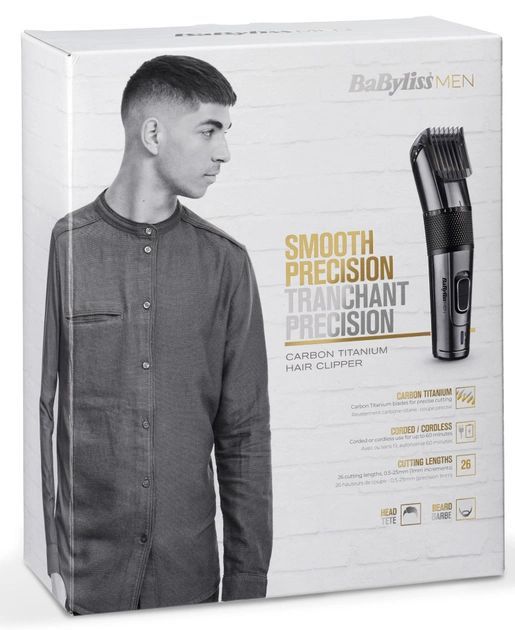 Машинка для стриження  Babyliss, мережа+акум., вібраційний мотор, насадок-1, тример, кейс, титан.напил., чорний