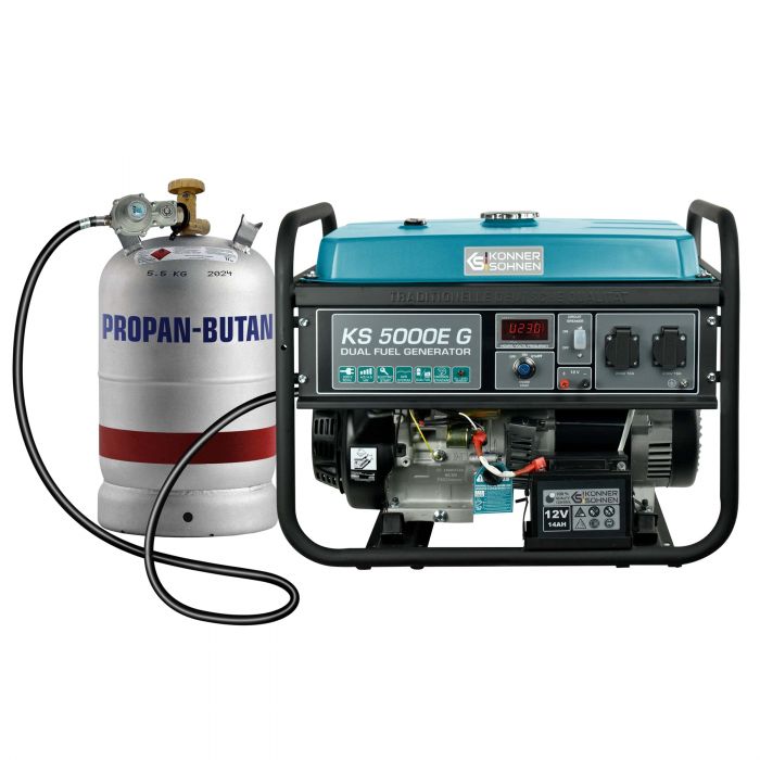 Генератор газобензиновий Konner&Sohnen KS 5000E G, 230В, 4.5кВт, електростартер, 77.0кг