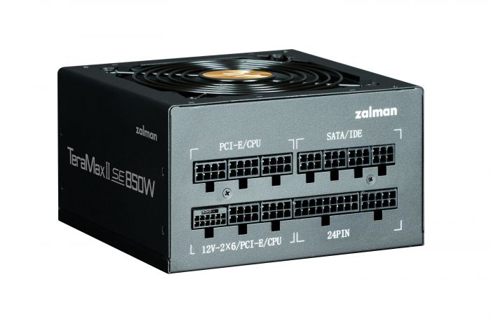 Блок живлення Zalman Teramax II SE  (850W) 89%, 80+ Gold, 120мм, 1xMB 28pin (18+10), 2xCPU(4pin+ 4pin), 3xMolex, 12xSATA, 4xPCIe 8pin(6+2), 1xPCIe GEN5 16pin, Fully Modular