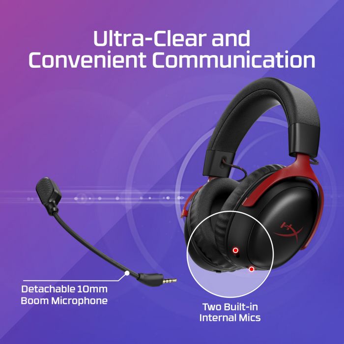 Гарнітура ігрова HyperX Cloud III S, WL/USB-A/USB-C, чорно-червоний