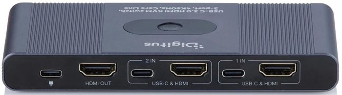Комутатор DIGITUS Desktop KVM, 2x1 HDMI, 3xUSB 3.0, 1xUSB-C, 4K, Core Line