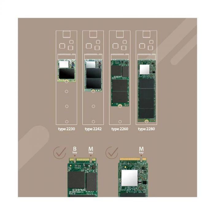 Портативний корпус Transcend для SSD Enclosure Kit M.2 PCIe/M.2 SATA 2230/2242/2260/2280 USB USB Type-A + Type-C Чёрный
