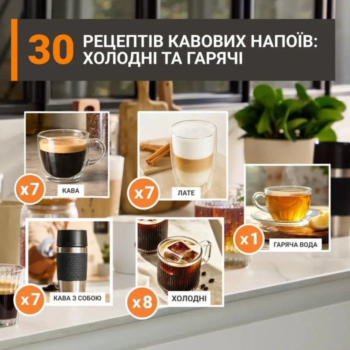 Кавомашина Krups Sensation Elite Hot & Cold 1.7л, зерно, автомат.капучинатор, авторецептів - 30, сірий