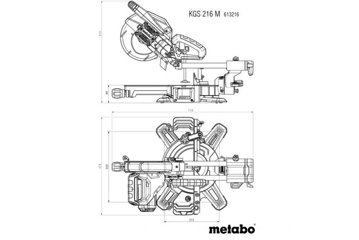 Пила торцювальна Metabo KGS 216M з протяжкою 1200Вт диск 215мм 13.4кг