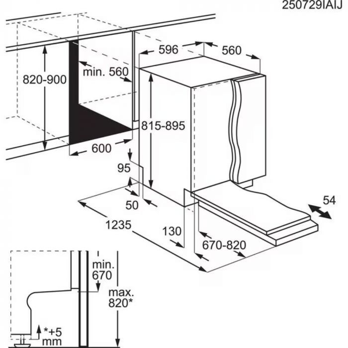 Посудомийна машина Electrolux вбудована, 14компл., А, 60см, дисплей, інвертор, 3й кошик, ComfortLift, чорний