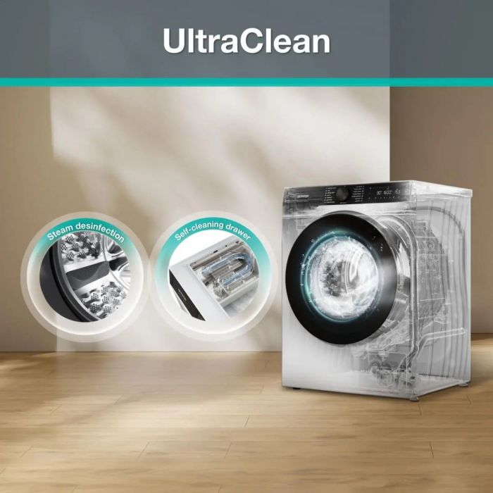 Пральна машина Gorenje фронтальна, 9кг, 1400, A+++, 54см, дисплей, інвертор, пара, Wi-Fi, білий