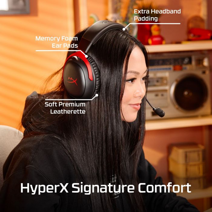 Гарнітура ігрова HyperX Cloud III S, WL/USB-A/USB-C, чорно-червоний