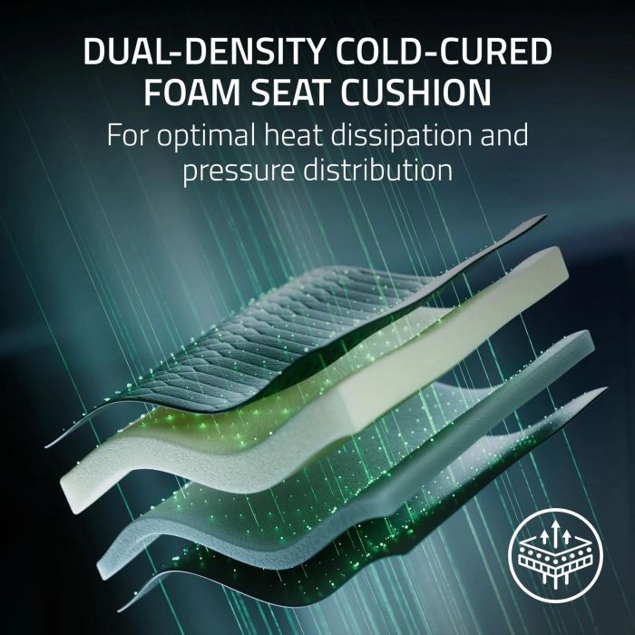 Крісло Razer Iskur V2 NewGen, EPU шкіра з CoolTouch™, 4D-Armrests, чёрно-зеленый
