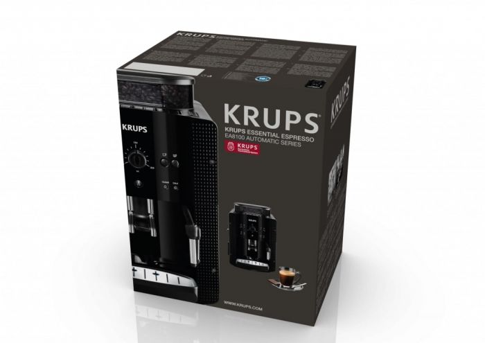 Кавомашина Krups Essential Espresso 1.7л, зерно + мелена, ручний капучинатор, чорний