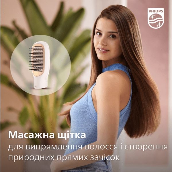 Фен-щітка Philips 3000 Series, 800Вт, 3 режими, кераміка, турмалін, рожевий
