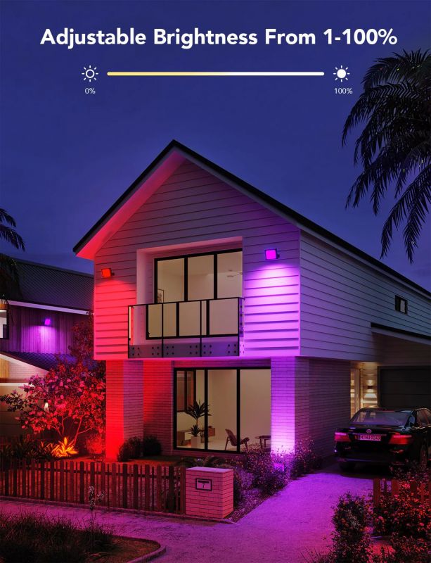 Набір настінних світильників Govee H7060 LED Smart Flood Lights, 4шт, RGBICWW, WI-FI/Bluetooth, чорний