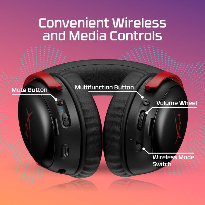 Гарнітура ігрова HyperX Cloud III S, WL/USB-A/USB-C, чорно-червоний