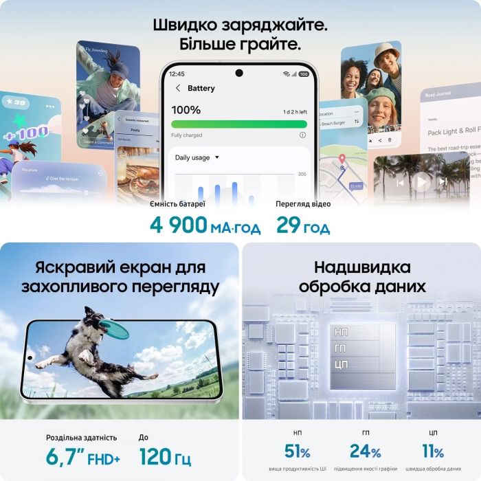 Смартфон Samsung Galaxy S26 FE 5G (S741) 6.7' 8/128ГБ, 2SIM, 4900мА•год, чорний
