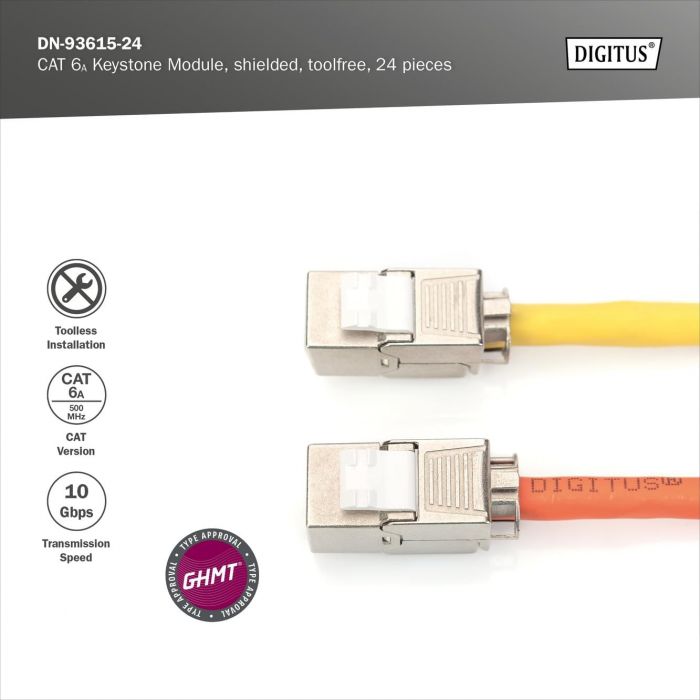 Модуль DIGITUS Keystone САТ 6А RJ45, STP, compact, 24 шт.