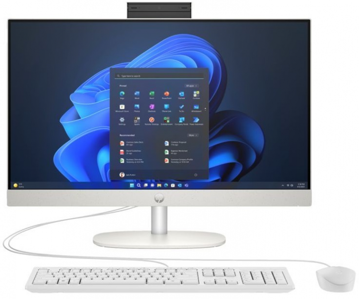 Комп'ютер персональний моноблок HP 240-G10 23.8" FHD IPS AG, Intel U7-155U, 16GB, F512GB, UMA, WiFi, кл+м, 3р, Win11P, білий