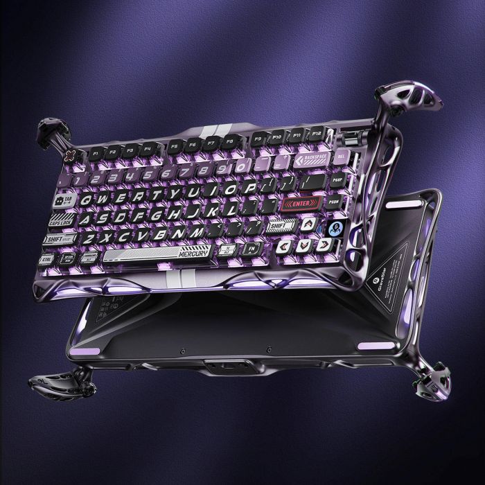 Клавіатура магнітна GravaStar Mercury V75 Pro 80keys, GravaStar x Gateron Jade Gaming, USB-A, 8k, RGB, Iron Purple