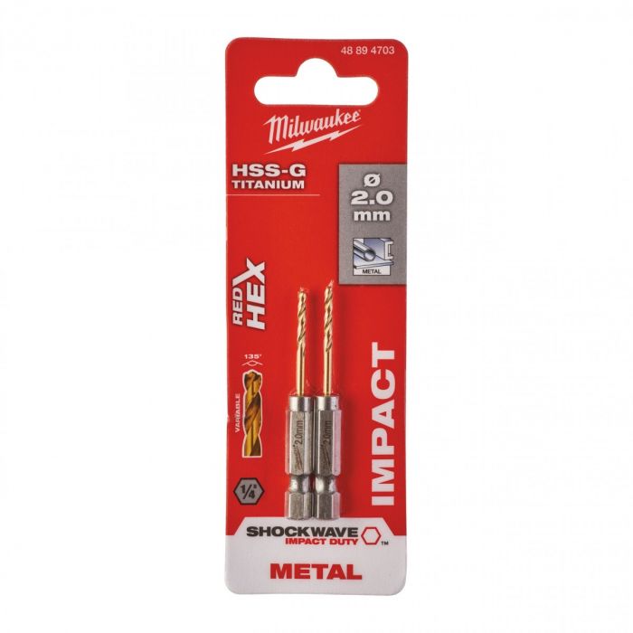 Свердло по металу Milwaukee RedHEX HSS-G TiN, 2х17х59.5мм, 2шт