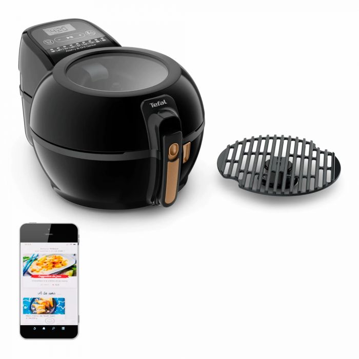 Мультипіч Tefal ActiFry & Grill Genius, 1500Вт, чаша-4л, сенсорне керув., підкл. до смартфону, авто перемішування, пластик, чорно-золотий