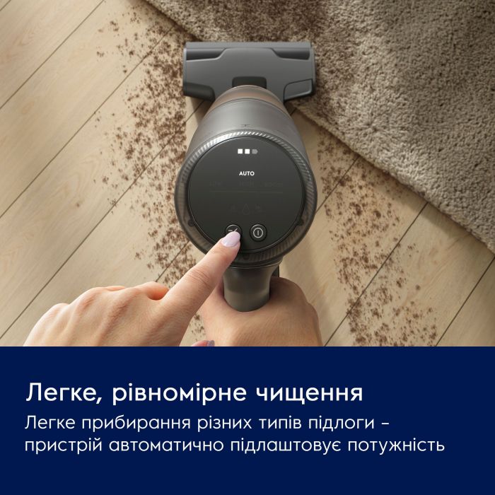 Пилосос Electrolux бездротовий, конт пил -0.4л, автон. робота до 90хв, вага-3.2кг, HEPA12, станція самоочищ., BRC, AutoMode, 5 насадок, білий