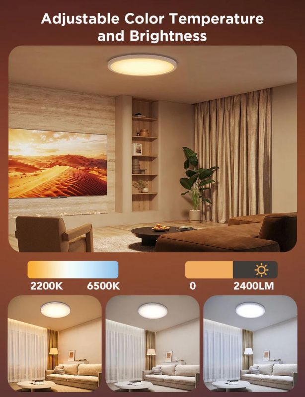 Потолочний світильник Govee 12" Smart Ceiling Light, RGBWW + RGBIC, WI-FI/Bluetooth, білий
