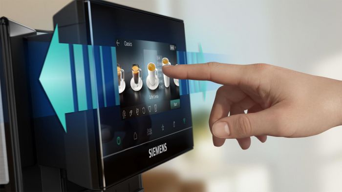 Кавомашина Siemens 2.3л, зерно + мелена, автомат.капучинатор, LED - дисплей, авторецептів - 20, home connect, чорно-сірий