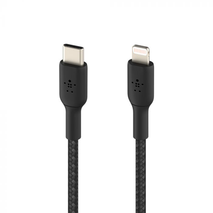 Кабель Belkin USB-C > Lightning заряджання/синхронізації 30Вт PD, 2м, плетений, чорний