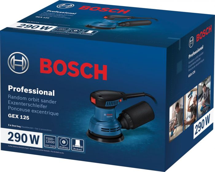 Шліфмашина ексцентрикова Bosch Professional GEX 125 250Вт 125мм 7500-12000об/хв 1.4кг