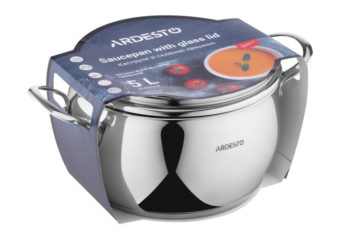 Каструля зі скляною кришкою ARDESTO Gemini Liguria, 5л, нержавіюча сталь