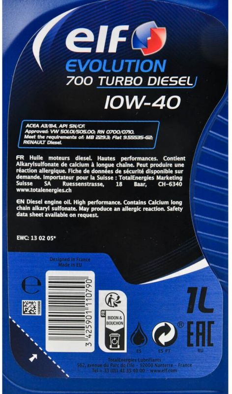 Олива моторна ELF Evolution 700 Turbo Diesel 10W-40 1л (12-1 TD) (214126)
